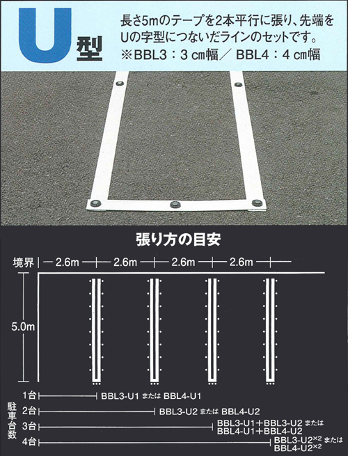 工事資材コム｜ブーブーラインＵ型 3cm幅2本分セット （BBL3-Ｕ2）