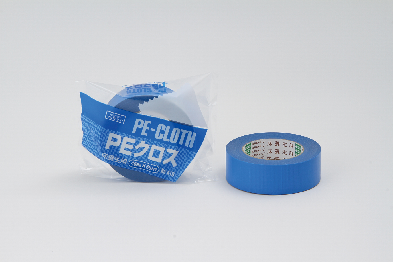PEクロス床養生用ゴム ♯416 ブルー 40mm巾×50M 30巻入り