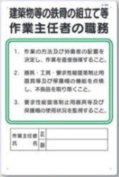 作業主任者の職務「建築物等の鉄骨の組立て等作業主任者の職務」 tks-94-g