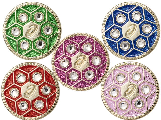 ジュエルマーカー 全5色 アシックス 品番3283A101 グラウンド・ゴルフ用マーカー　表面素材クリスタルガラス