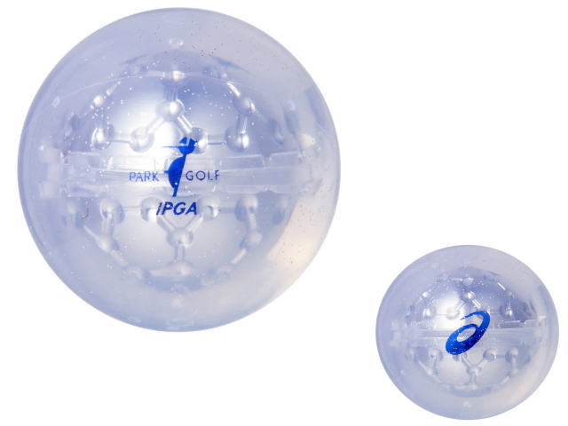 アシックス パークゴルフボール 品名 PGハイパワーボール X-LABOヘキサゴン ボール表と裏面