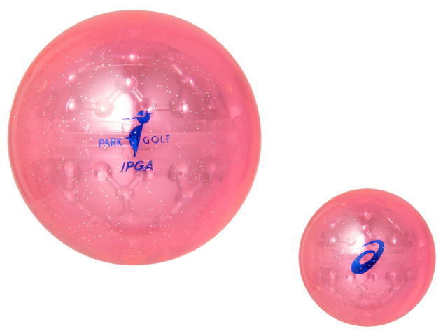 アシックス パークゴルフボール 品名 PGハイパワーボール X-LABOヘキサゴン ボール表と裏面