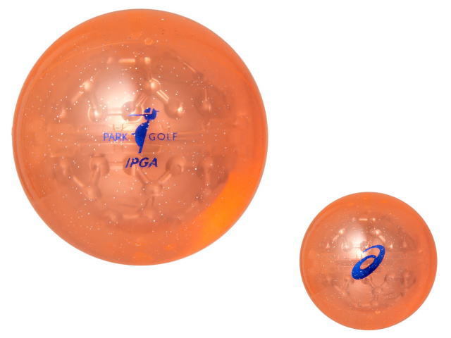 アシックス パークゴルフボール 品名 PGハイパワーボール X-LABOヘキサゴン ボール表と裏面