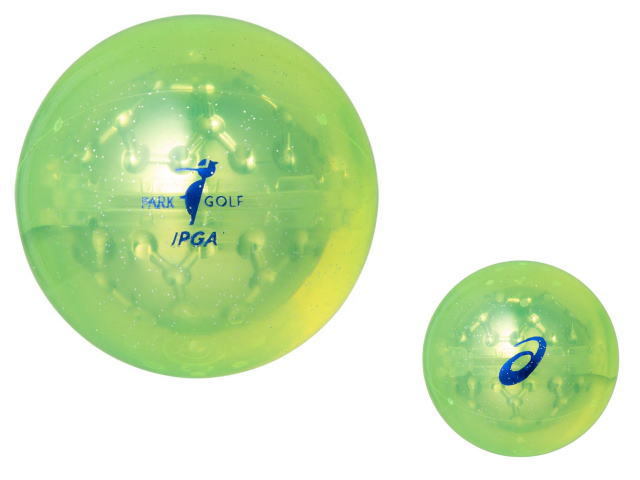 アシックス パークゴルフボール 品名 PGハイパワーボール X-LABOヘキサゴン ボール表と裏面