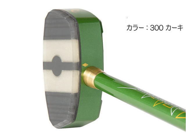 カラーカーキ色、グラウンド・ゴルフクラブのヘッド上面のデザイン、ターゲットライン