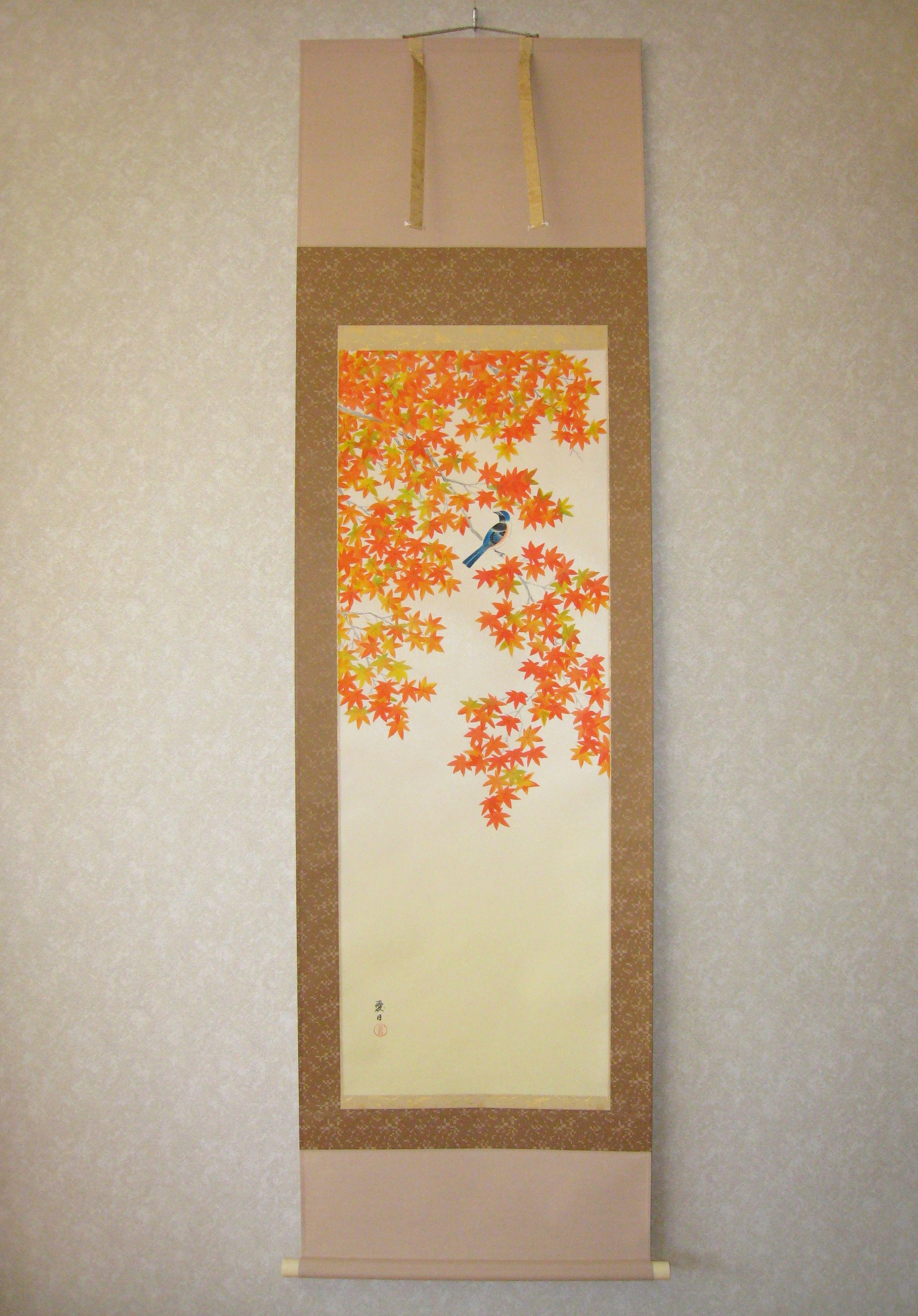 掛け軸　紅葉◆佐々木愛日