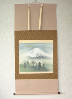 掛け軸　富峰風景(富士山)◆成瑞