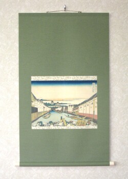 掛け軸 タペストリー　日本橋◆葛飾北斎 （工芸作品・新品)