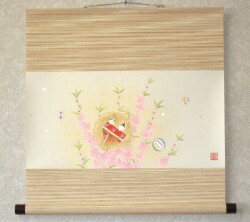 ミニ掛け軸　桃香の雛◆金武蘇春