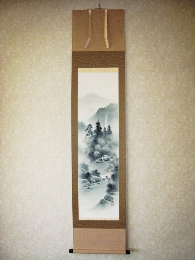 【真作】長春天山/蓬莱山画賛/山水図/掛軸/名家伝来/AB-859 真作】玉峰/百鶴蓬莱山図/祝事山水図/掛軸☆宝船☆AC-57の通販
