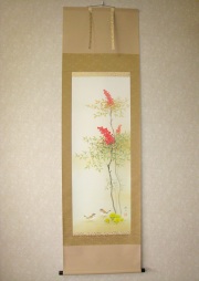 掛け軸 南天◇石田大寿（特殊工芸作品・新品）