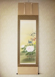 野田雪邨・掛け軸・四季草花・未使用に近い商品 四季草花