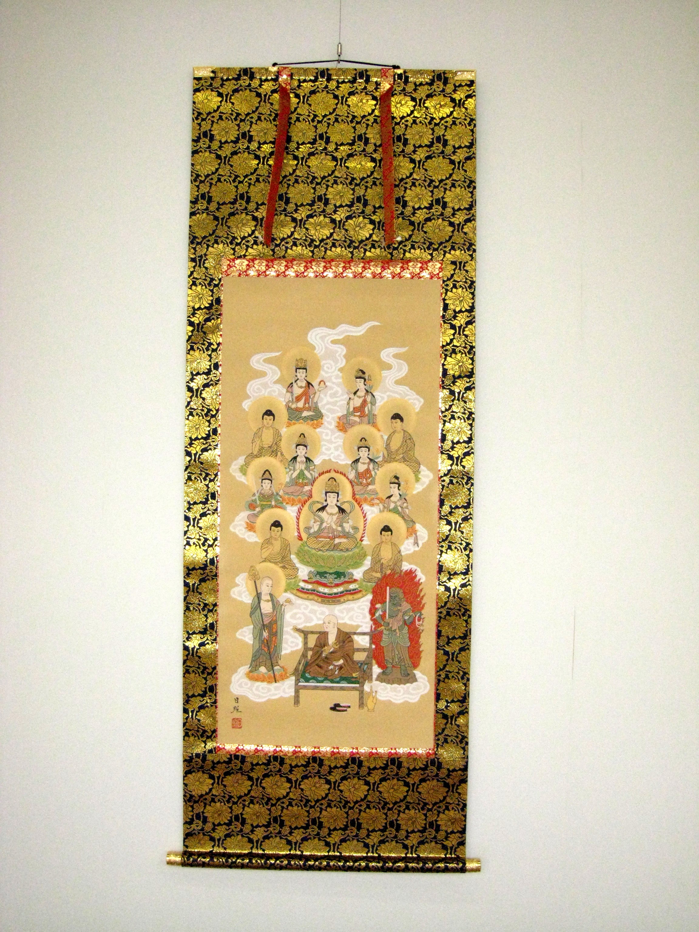 ミニ掛け軸 真言十三仏◆西山日照(一部肉筆・新品)