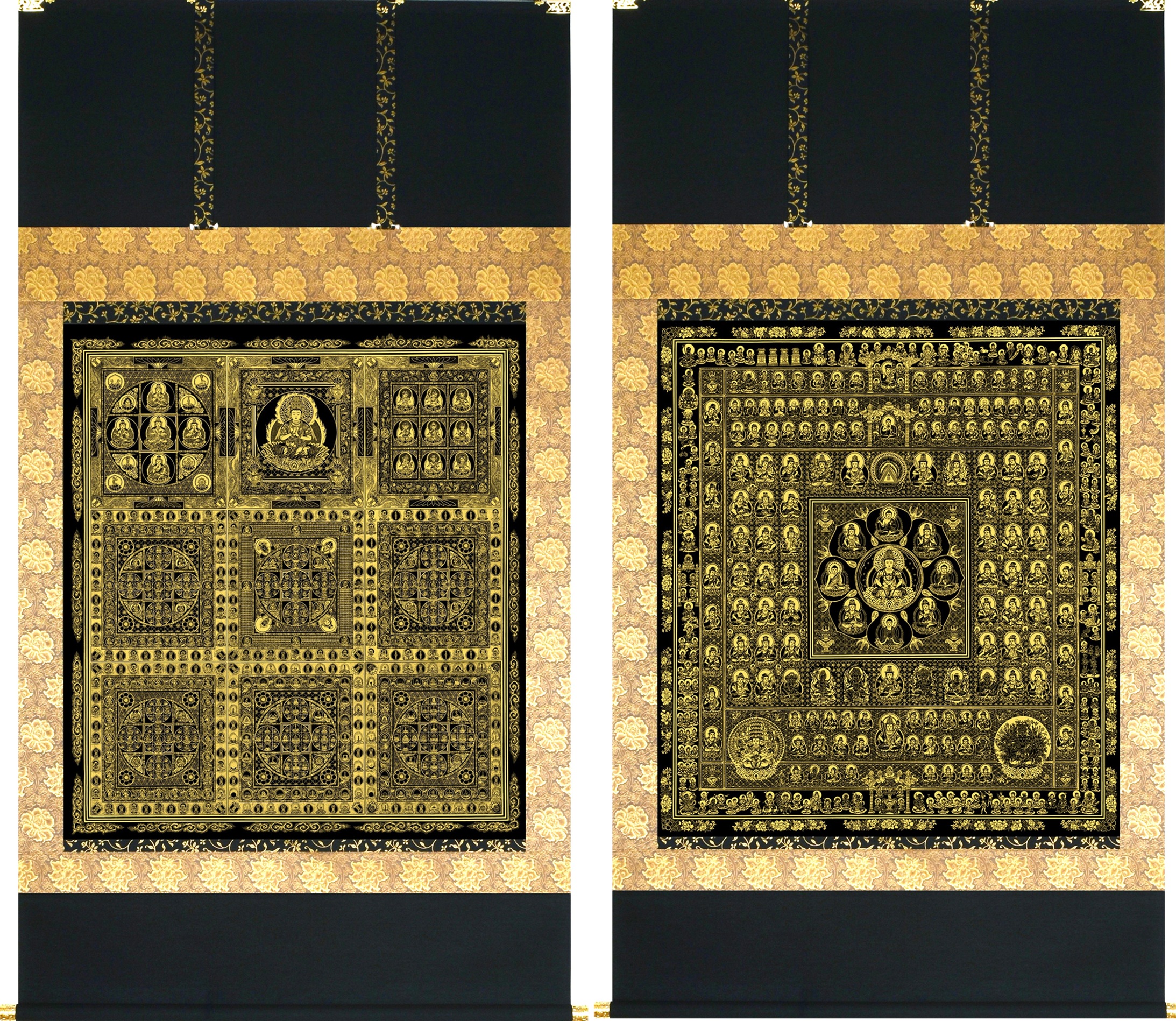 掛け軸　本金箔押両界曼荼羅