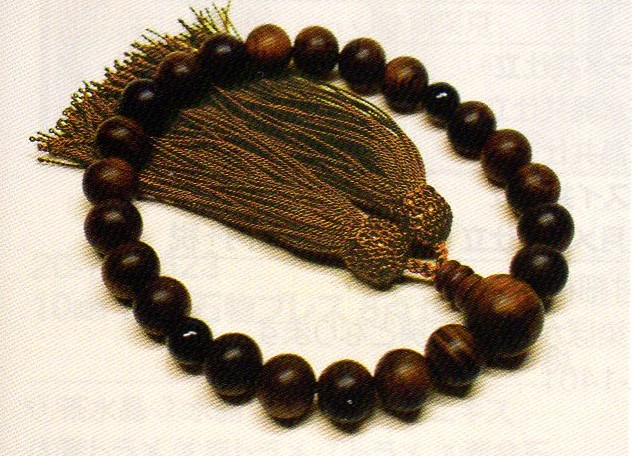 お念珠 男性用 栴檀（せんだん） ２２玉 ２天茶水晶 人頭（こげ茶）