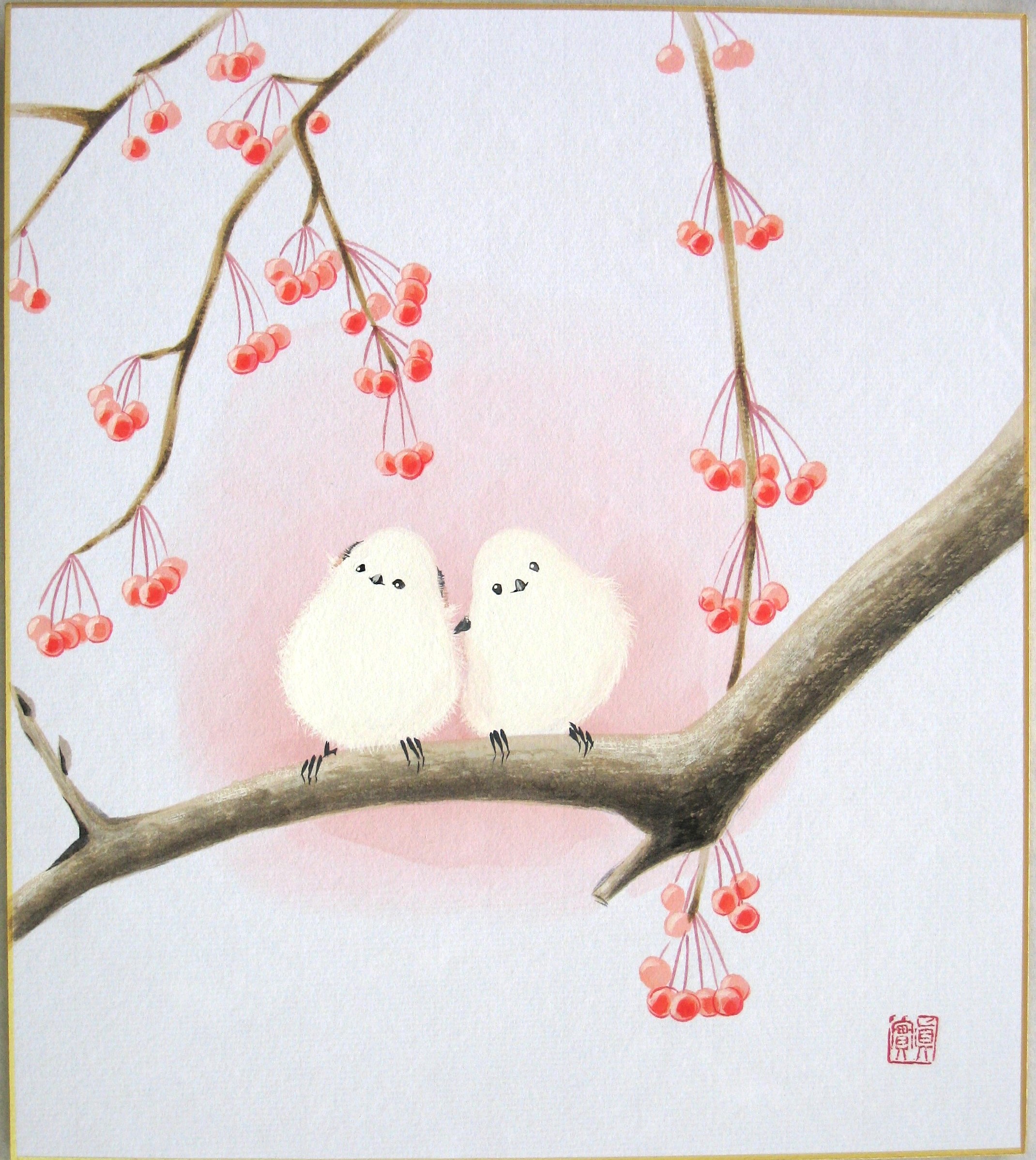 色紙　シマエナガ◆藤澤真実