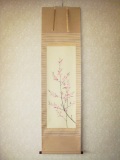 掛け軸 桃の花◆尾上晩翠