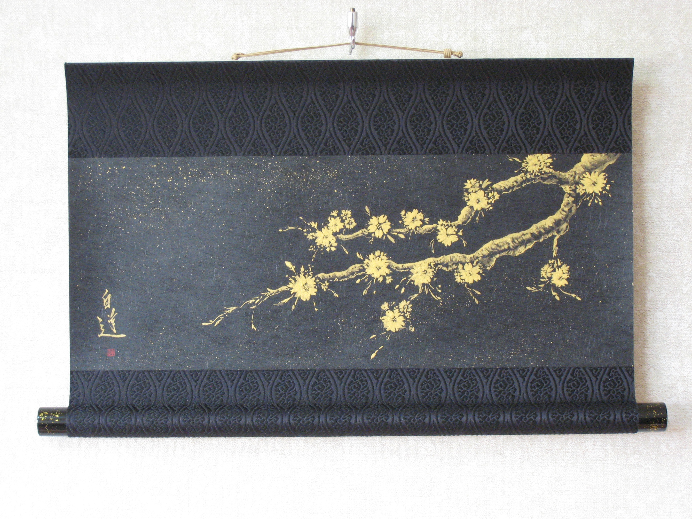 ミニ掛け軸　桜(さくら)◆絵師 白道 タペストリー