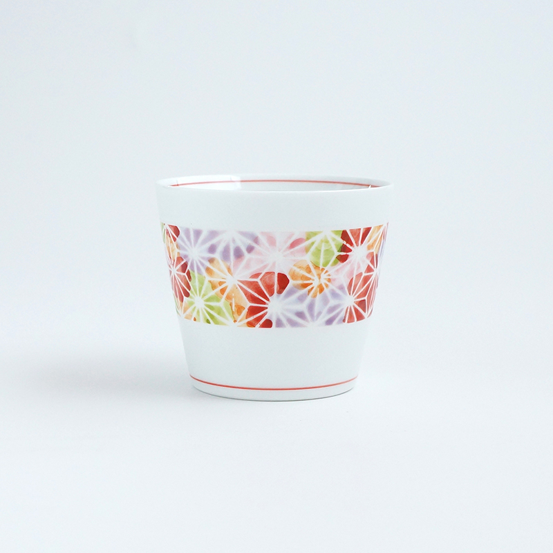 波佐見焼 一誠陶器 ちりめん麻の葉 カップ（赤）