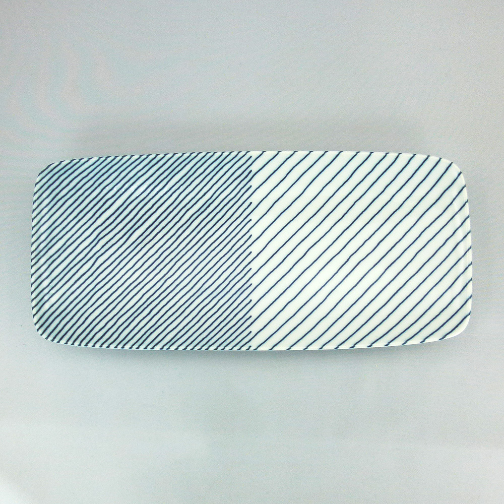 白山陶器 重ね縞 長焼皿