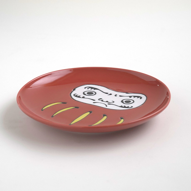 波佐見焼 福峰窯 福だるま(紅)5寸皿