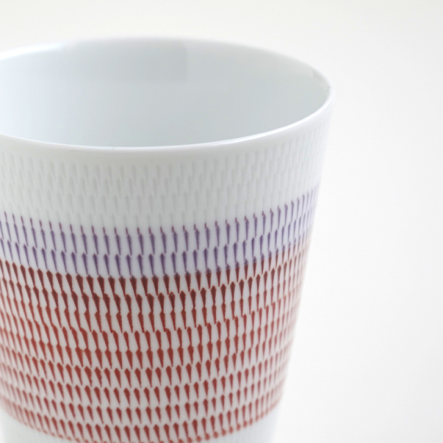 光和陶器 波佐見焼 一真窯 カンナ彫 色彩カンナ フリーカップ（赤）