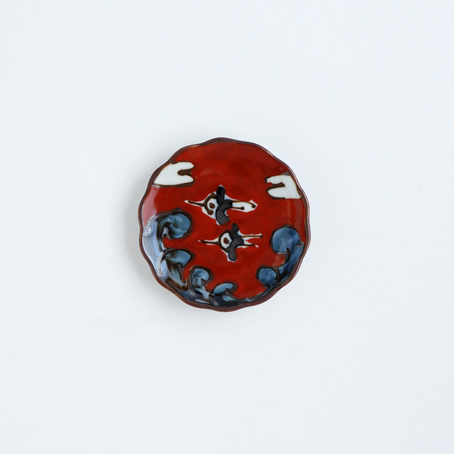 赤絵千鳥手描き豆皿｜空萌工房(そらもえこうぼう)｜田口紀美子