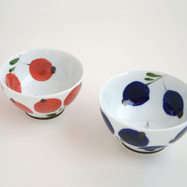 小鳥ベリー／お茶碗・ご飯茶碗 （青）径11.5×高さ6.5cm｜空萌工房(そら