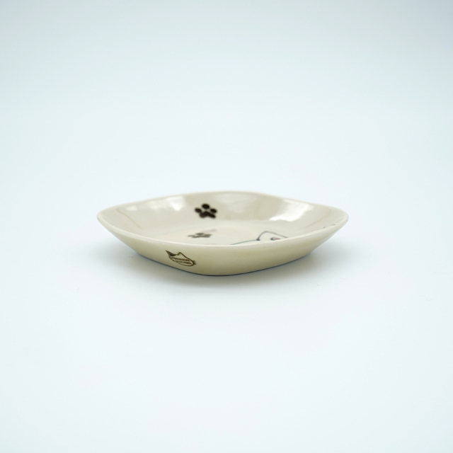 波佐見焼 福峰窯 ブチネコ スクエアプレート(小)