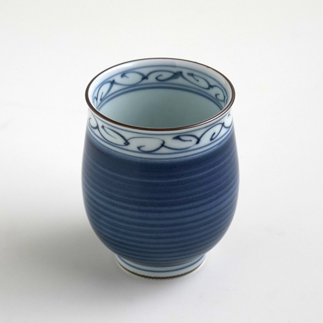 波佐見焼 一誠陶器 呉須巻かぶ 湯呑（大）