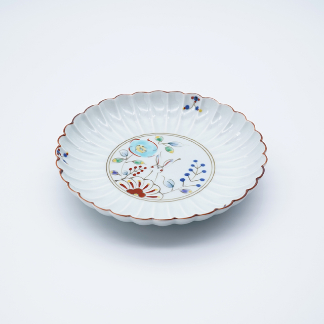 菊割6寸皿(白)｜空萌工房(そらもえこうぼう)｜田口紀美子