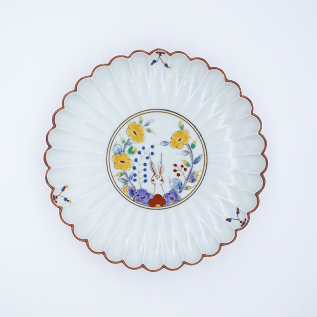 菊割7寸皿(白)｜空萌工房(そらもえこうぼう)｜田口紀美子