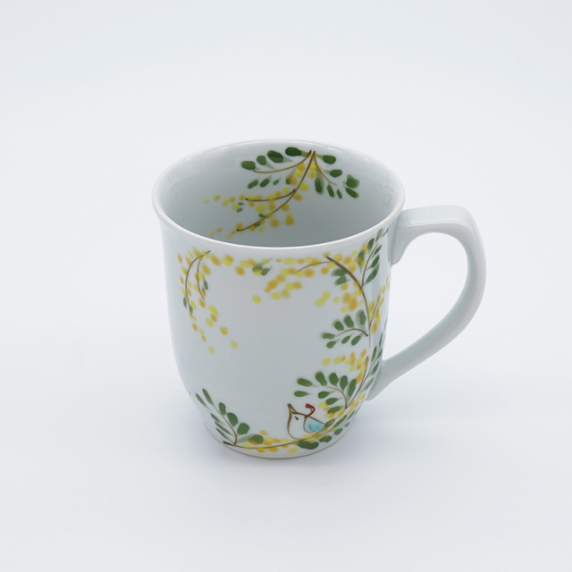 ミモザと小鳥／マグカップ ｜空萌工房(そらもえこうぼう)｜田口紀美子