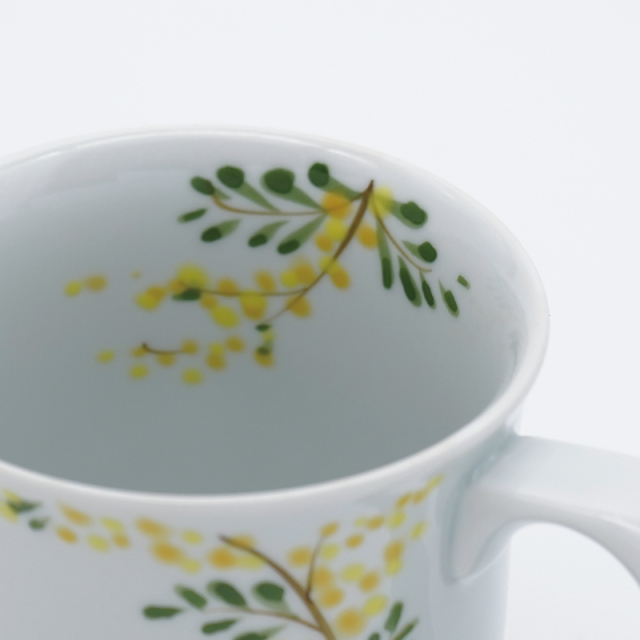 ミモザと小鳥／マグカップ ｜空萌工房(そらもえこうぼう)｜田口紀美子