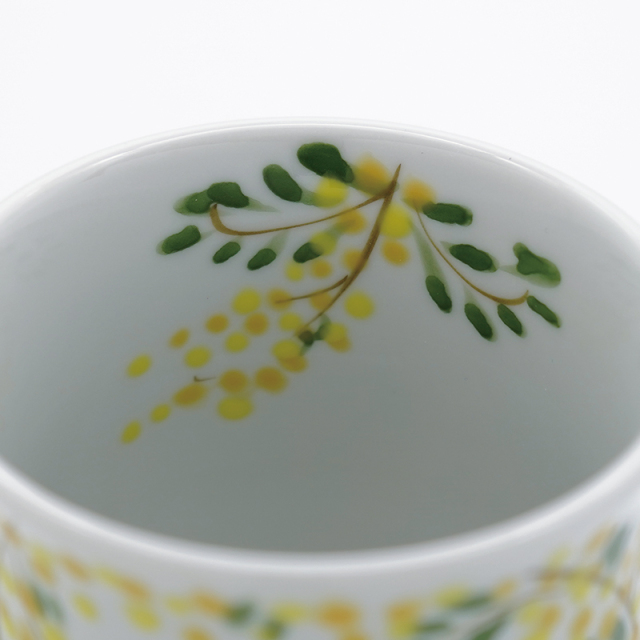 ミモザとうさぎ／湯呑(小)｜空萌工房(そらもえこうぼう)｜田口紀美子