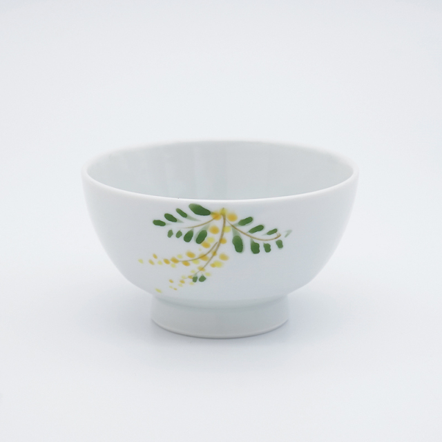 ミモザと小鳥／飯碗｜空萌工房(そらもえこうぼう)｜田口紀美子