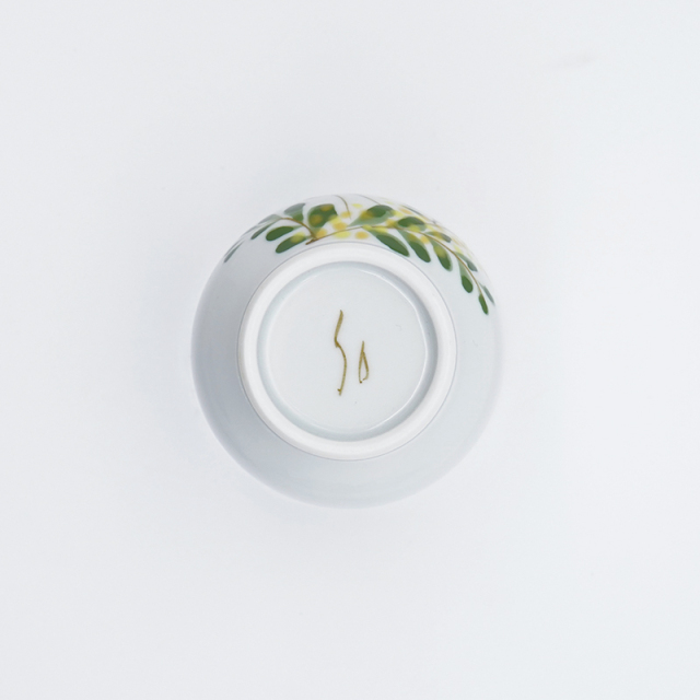 ミモザとうさぎ／湯呑(小)｜空萌工房(そらもえこうぼう)｜田口紀美子