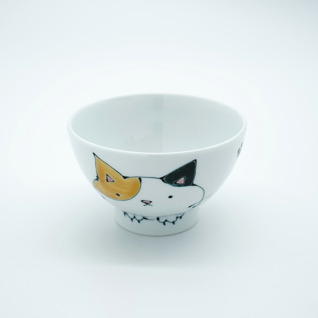 波佐見焼 福峰窯 ミケネコ飯碗