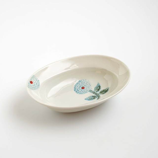 新品　波佐見焼　勲山窯　楕円　小鉢　ダリア　ライトブルー 新品 波佐見焼 勲山窯 楕円 小鉢 ダリア ライトブルー 波佐見焼 皿 楕円鉢