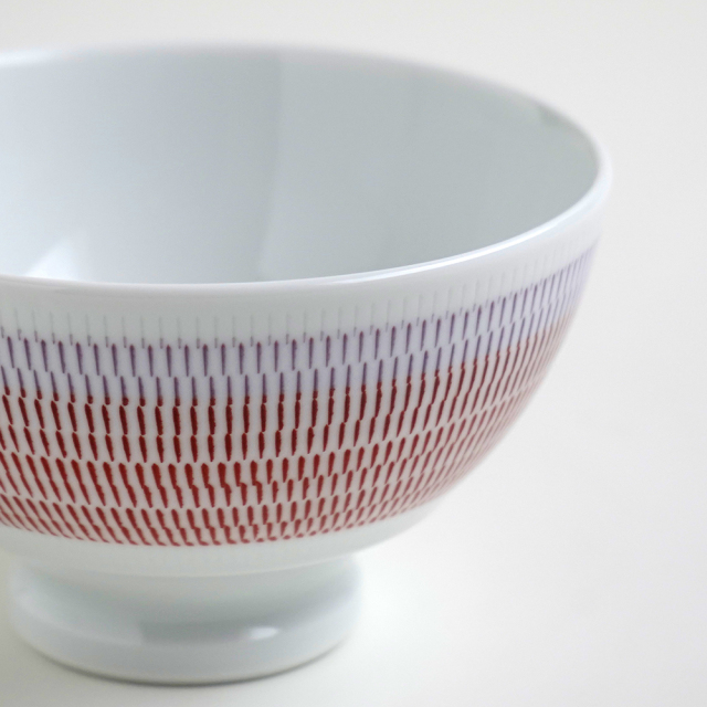 光和陶器 波佐見焼 一真窯 色彩カンナ飯碗（赤）