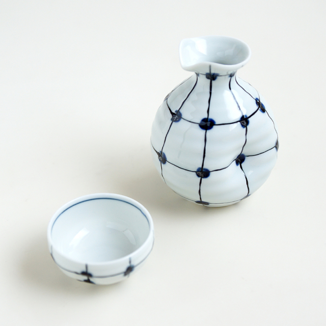 波佐見焼 福峰窯 点格子 徳利