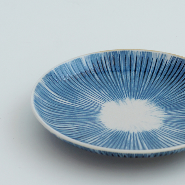 波佐見焼 十草彫 取皿（青）