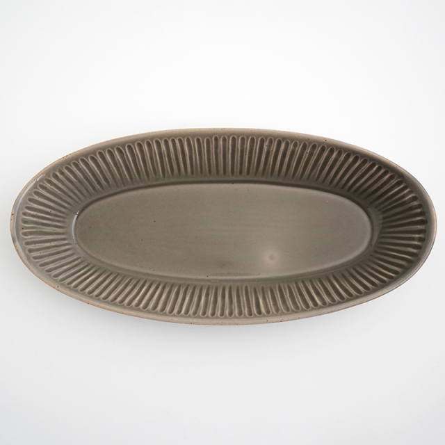 希少 シリアル 有り Andy ジェフ フレミング ビッグスカイ 手彫り陶器製 波佐見焼 一誠陶器 浮彫-UKIBORI- 舟形トレー(大)グレー