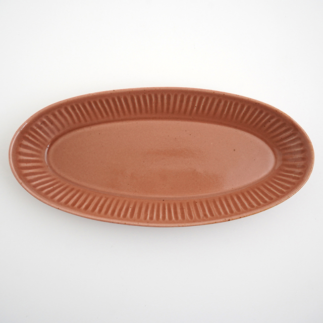 波佐見焼 一誠陶器 浮彫-UKIBORI- 舟形トレー(小)赤