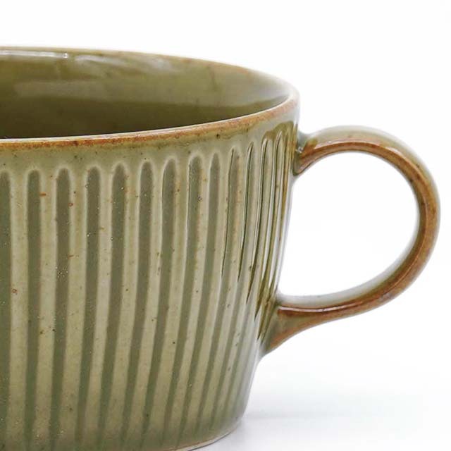 波佐見焼 一誠陶器 浮彫-UKIBORI- スープカップ／緑