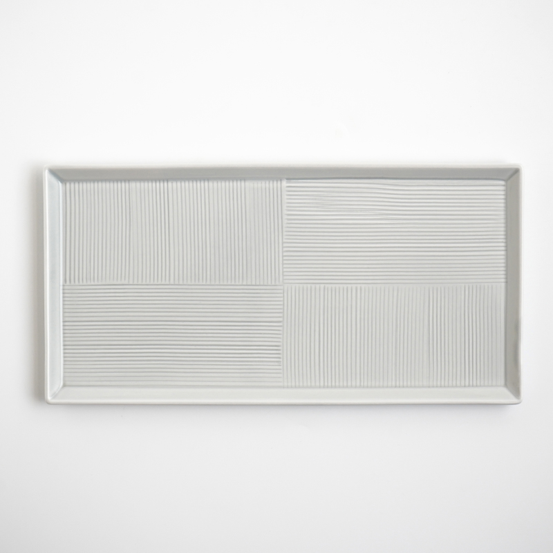 パールグレー櫛目彫