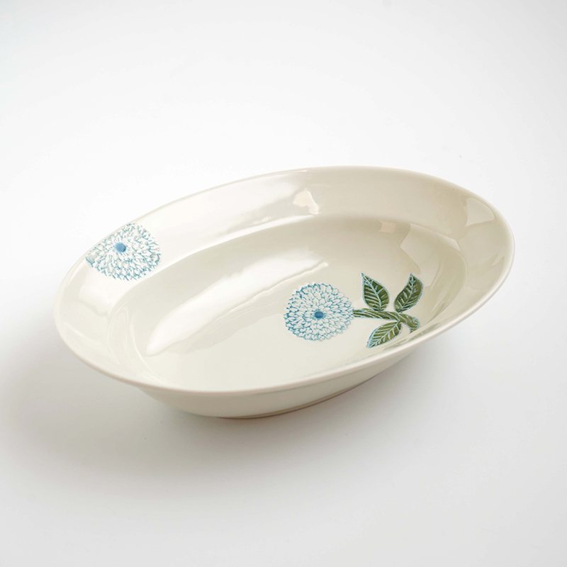 波佐見焼 彩ダリア楕円鉢中（赤）