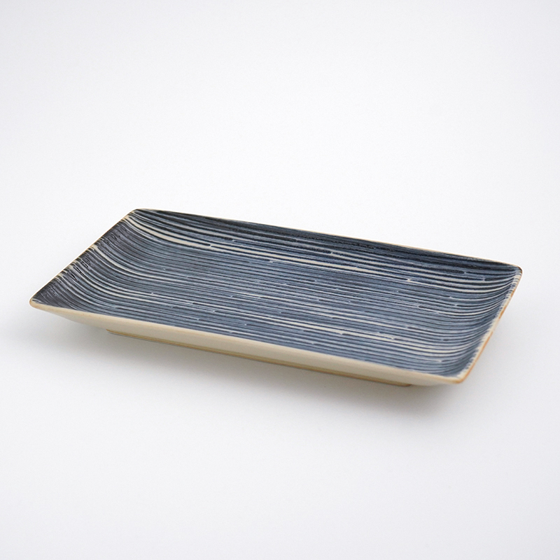 波佐見焼 十草彫 長角皿（茶）