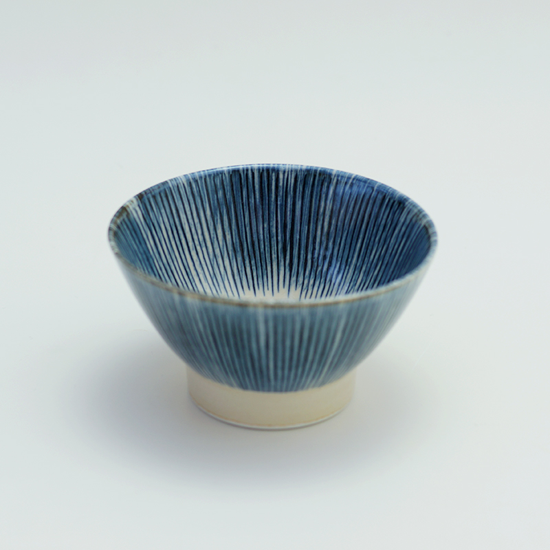 波佐見焼 十草彫 飯碗（青）