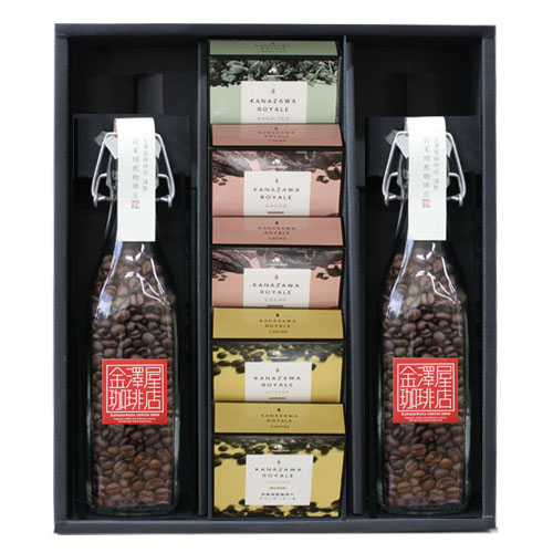 ビン入りギフト（かなざわ物語＆百万石＆自家製ブランデーケーキ小箱5個）